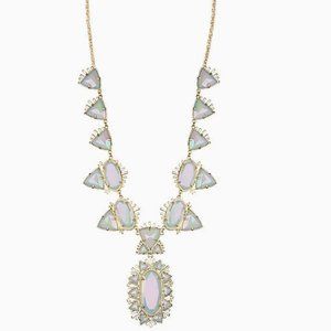 Rare Unicorn Kendra Scott Havana Statement Necklace In White Iridescent